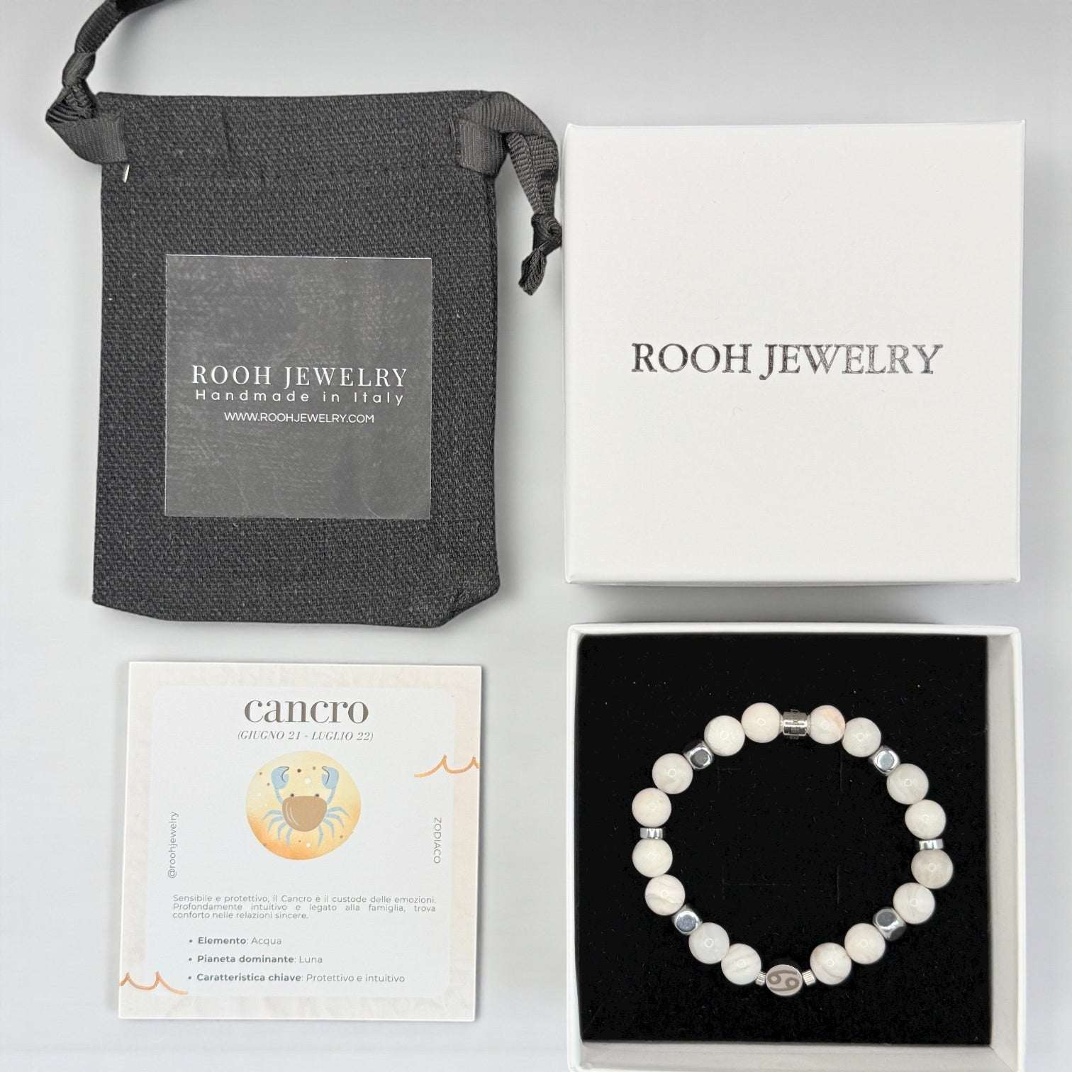 Cancro – Bracciale Zodiacale con Bigliettino del Segno - Rooh Jewelry