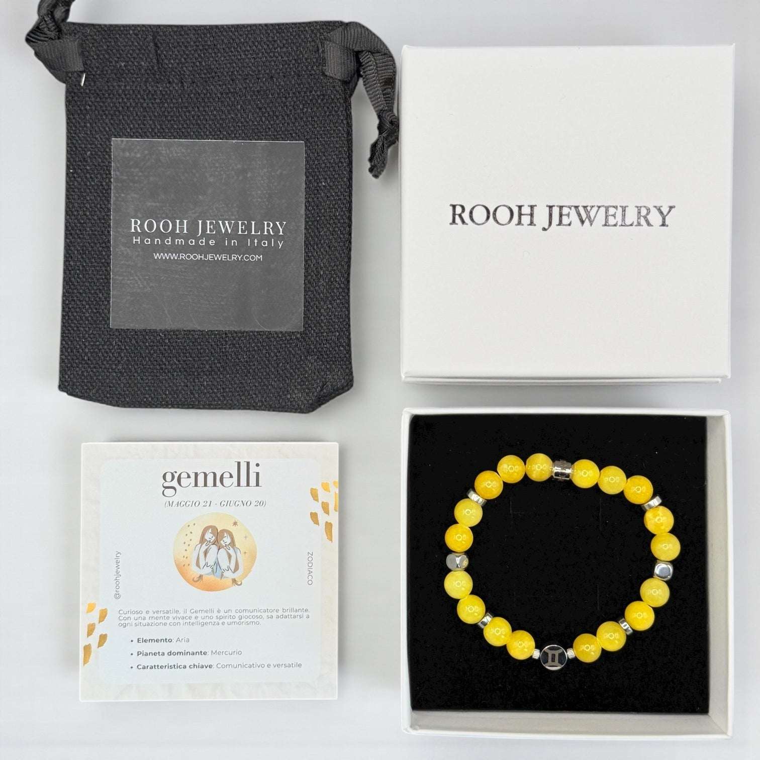 Gemelli – Bracciale Zodiacale con Bigliettino del Segno - Rooh Jewelry