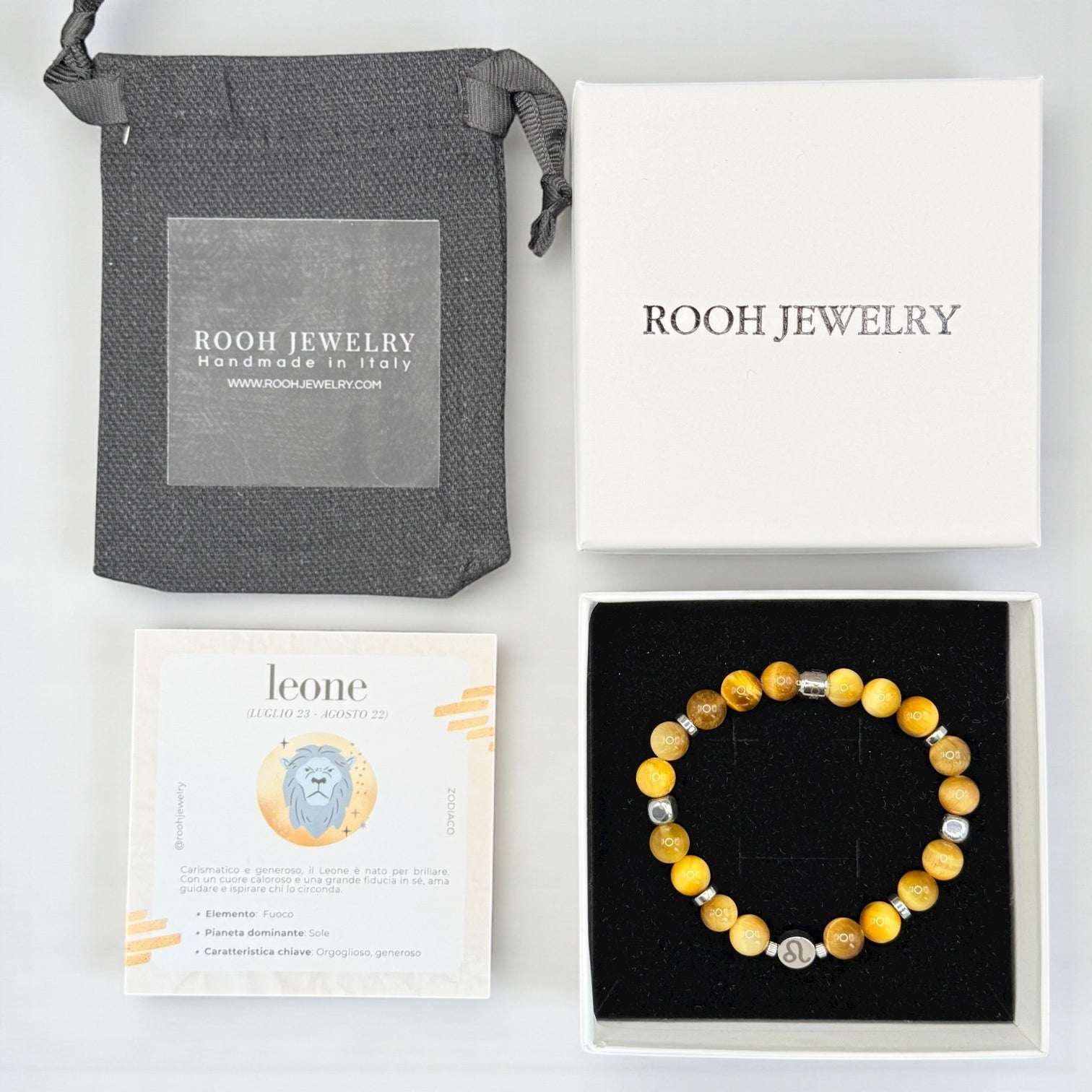 Leone – Bracciale Zodiacale con Bigliettino del Segno - Rooh Jewelry