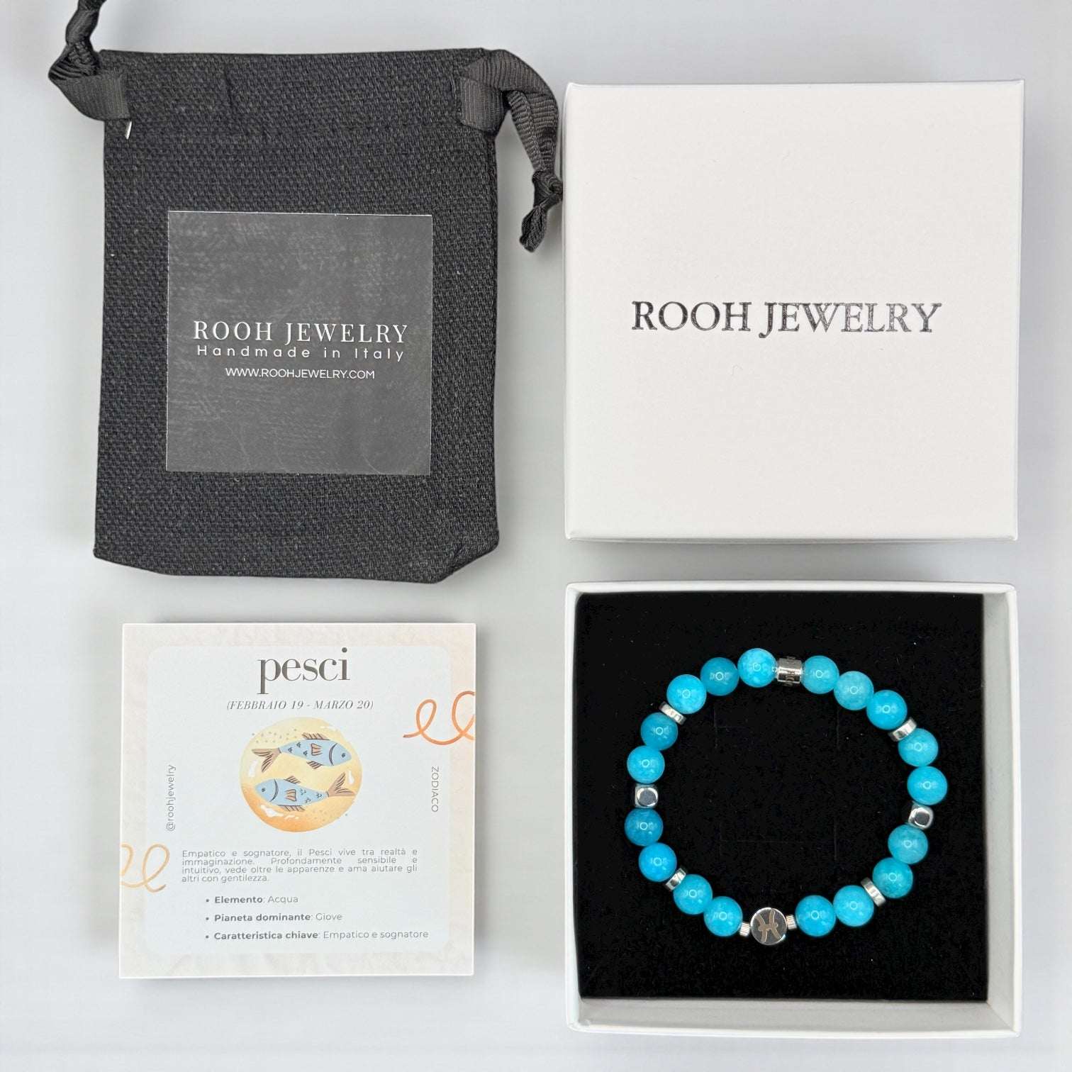 Pesci – Bracciale Zodiacale con Bigliettino del Segno - Rooh Jewelry