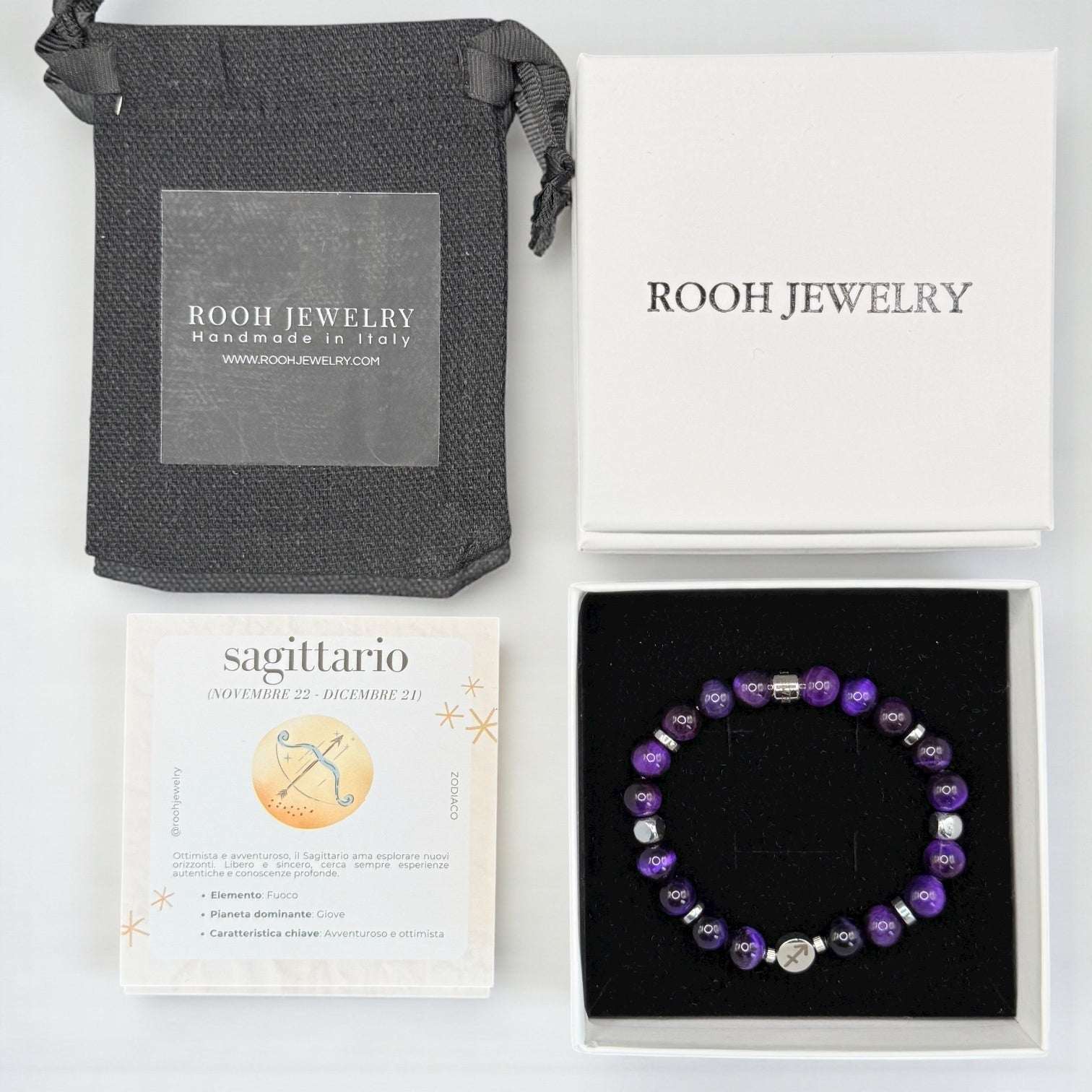 Sagittario – Bracciale Zodiacale con Bigliettino del Segno - Rooh Jewelry
